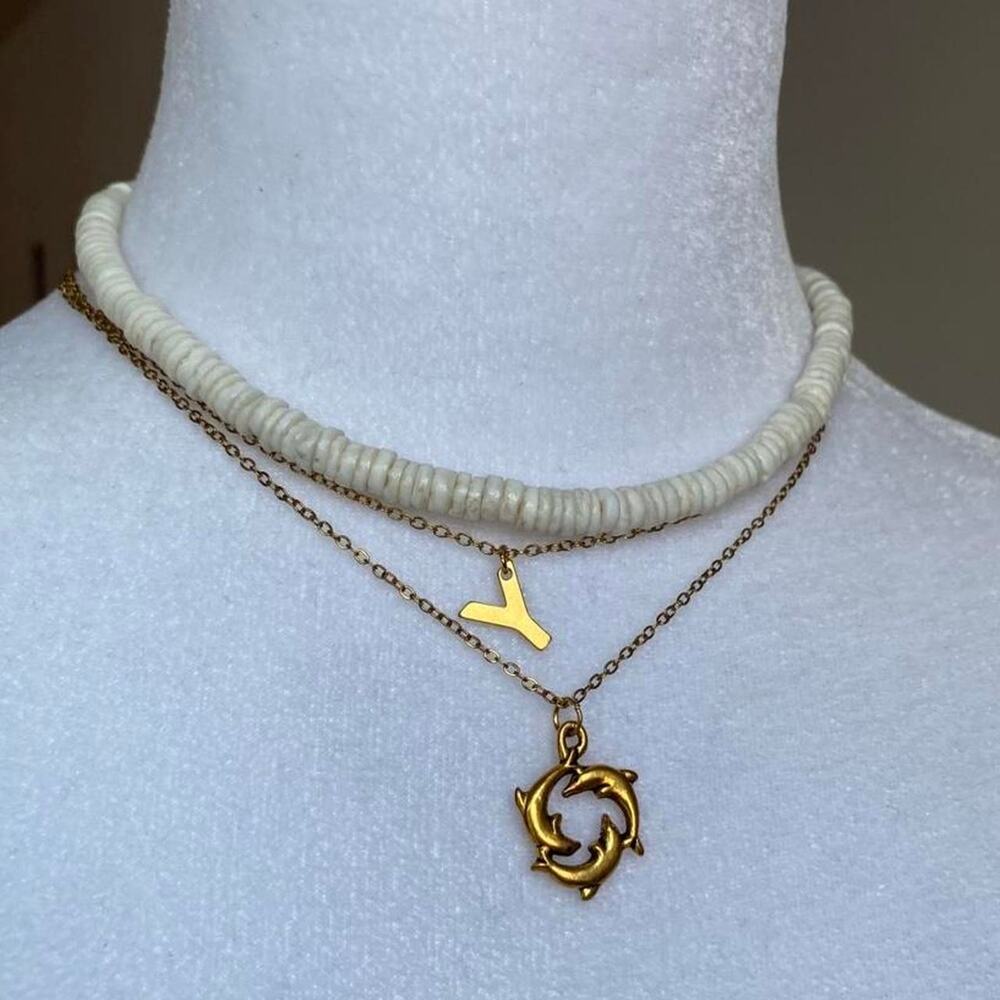 Handmade dolphin necklace 18k gold plated